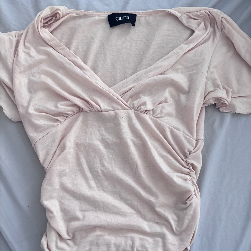 Cider Women's Light Pink Ruched Top